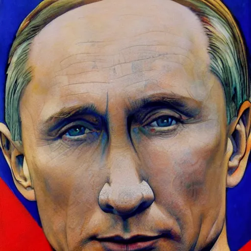 Image similar to photorealistic picture, by bob peak and alex ross, putin poster propaganda, gouache and wash paints, fine details, fine intricate, fine facial proportionate, fine body proportionate, fine fix broken line, fine fix duplicate line, fine environment proportionate, smooth focus, sharp details, bokeh, 4 k, fine 5 k details