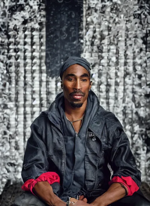 Image similar to dslr photo portrait still of tupac at age 5 0, 8 5 mm f 1. 8