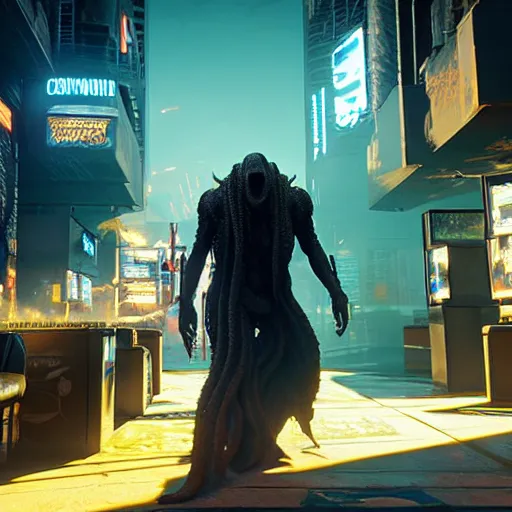 Image similar to cthulhu in cyberpunk 2 0 7 7