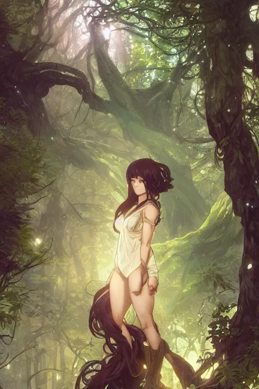 Image similar to anime key visual of a beautiful young female shehulk intricate, magical forest, stunning, highly detailed, digital painting, artstation, smooth, hard focus, illustration, art by artgerm and greg rutkowski and alphonse mucha