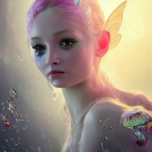Image similar to portrait of a magical fairy made of paint, highly detailed, realistic, octane render, comic book art, space travel, unreal engine, sharp focus