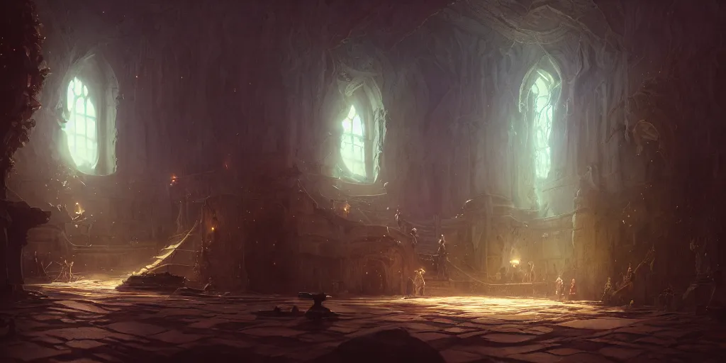 Prompt: a room in a dark castle, stephen bliss, unreal engine, fantasy art by greg rutkowski, loish, rhads, ferdinand knab, makoto shinkai and lois van baarle, ilya kuvshinov, rossdraws, tom bagshaw, alphonse mucha, global illumination, radiant light, detailed and intricate environment