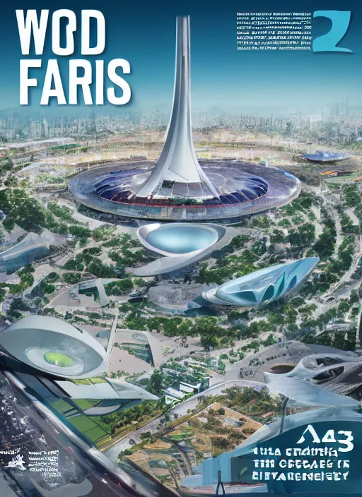 Image similar to a poster for the 2 0 4 5 world's fair
