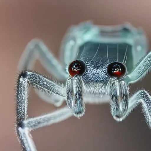 Prompt: high quality close-up photo translucent gelatinous spiders! macro lens , gorgeous highly detailedhigh quality low angle hd 8k sharp shallow depth of field