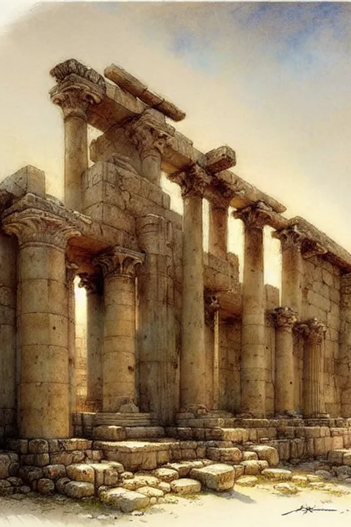 Image similar to (((((ancient israel roman temple . muted colors.))))) by Jean-Baptiste Monge !!!!!!!!!!!!!!!!!!!!!!!!!!!