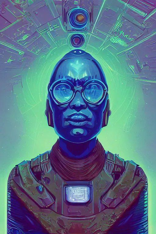 Image similar to portrait of jewel orbfolk commander in the style of Rob Lefield and Dan Mumford , trending on artstation, digital art,surrealism ,macro,blueprint ,vaporwave ,