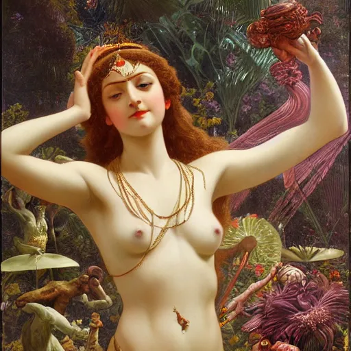 Prompt: detailed potraitof hidu goddes kali, girl graceful,, painting by james jean, craig mullins, j. c. leyendecker, lights, art by ernst haeckel, john william godward, hammershøi,,