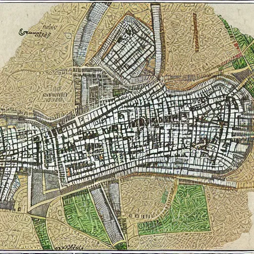 Prompt: sketch map of circular city Baghdad at Abbasid caliphate age,