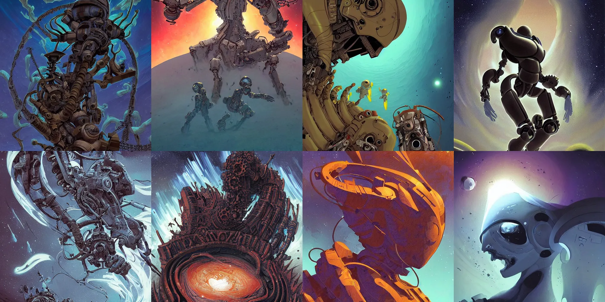 Prompt: Detailed art Greg Tocchini Dave McCaig, Millennia ago, mankind fled the earth's surface into the bottomless depths of the darkest oceans. Shielded from a merciless sun's scorching radiation, the human race tried to stave off certain extinction by sending robotic probes far into the galaxy to search for a new home among the stars,soft,light,bright,epic,awesome,digital art