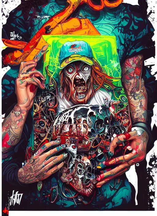 Image similar to zombie dreads full body hiphop streetwear drip, tristan eaton, victo ngai, artgerm, rhads, ross draws