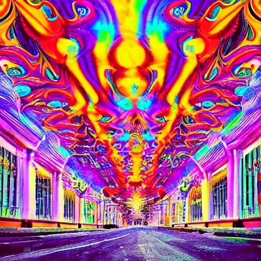 Image similar to psychedelic city,