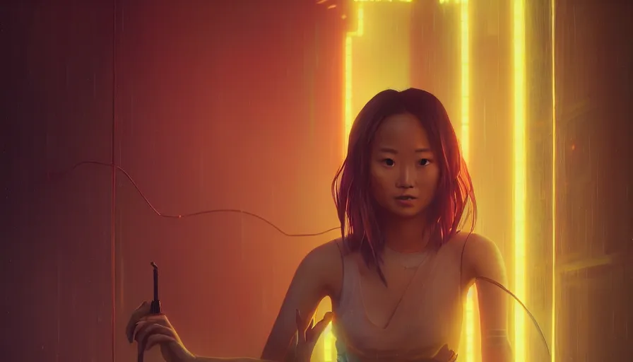 Prompt: jamie chung, lolita, altered carbon, highly detailed surreal neon vfx portrait of a android, stephen bliss, unreal engine, greg rutkowski, loish, rhads, beeple, makoto shinkai and lois van baarle, ilya kuvshinov, rossdraws, tom bagshaw, global illumination, detailed and intricate environment