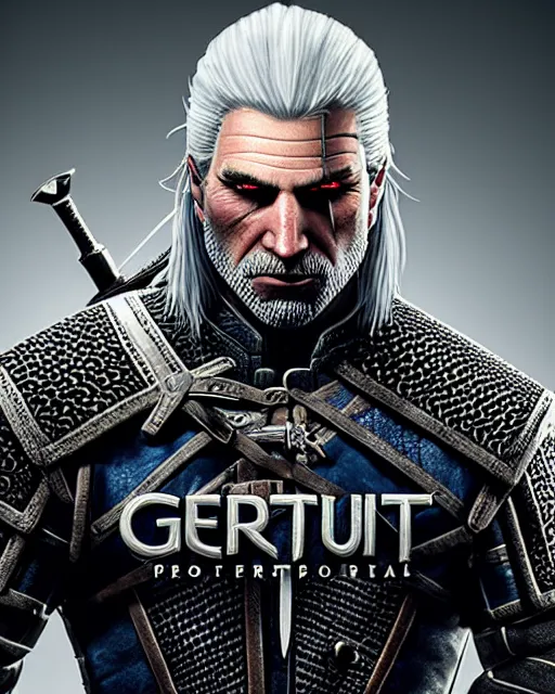 Image similar to portrait of geralt of rivia, 5 5 mm lens, professional photograph, times magazine, serious, stern look