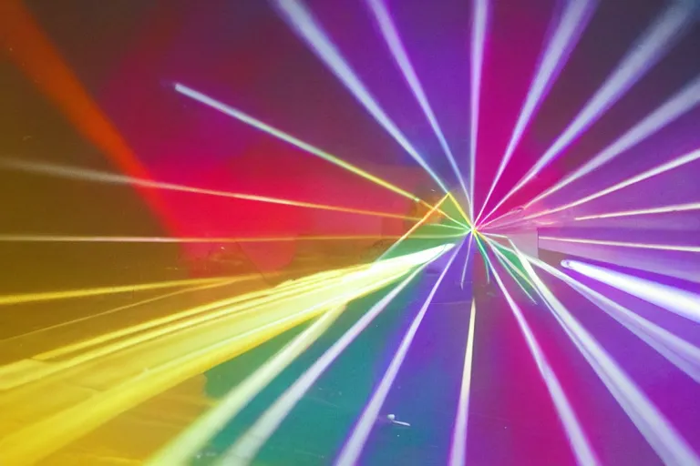 Image similar to plastic prism hit by three beams of light, royalcore, in the style of tyler mitchell