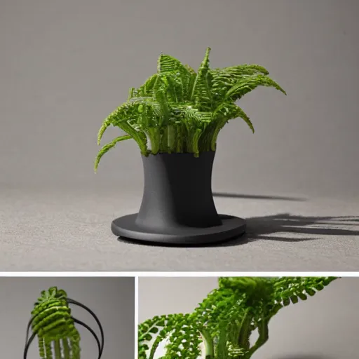 Image similar to an architectural, unique pot made for houseplants, future design, dwell, 3 d printing