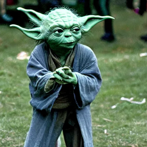 Image similar to yoda performing at woodstock