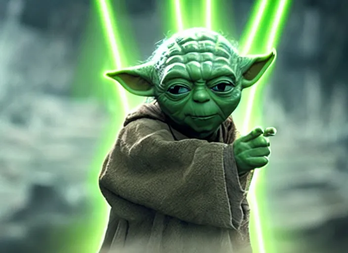 Prompt: a film still of yoda in the avengers 2 0 1 9 - n 6