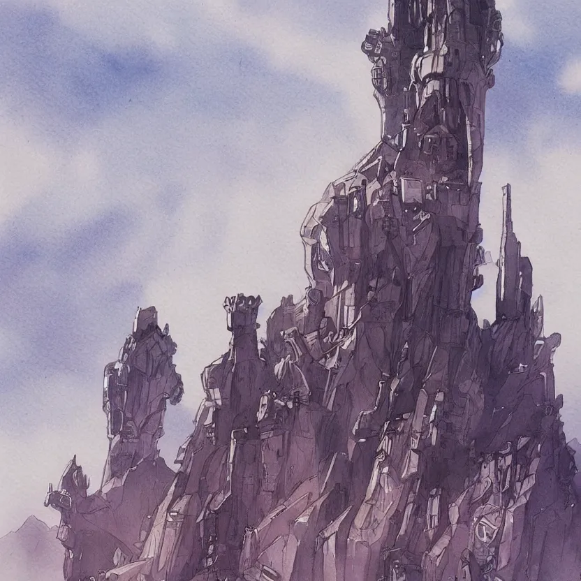 Prompt: a watercolor ink painting of a futuristic castle in the middle of a siege in the style of syd mead in the style of jean giraud trending on artstation deviantart pinterest detailed realistic hd 8 k high resolution