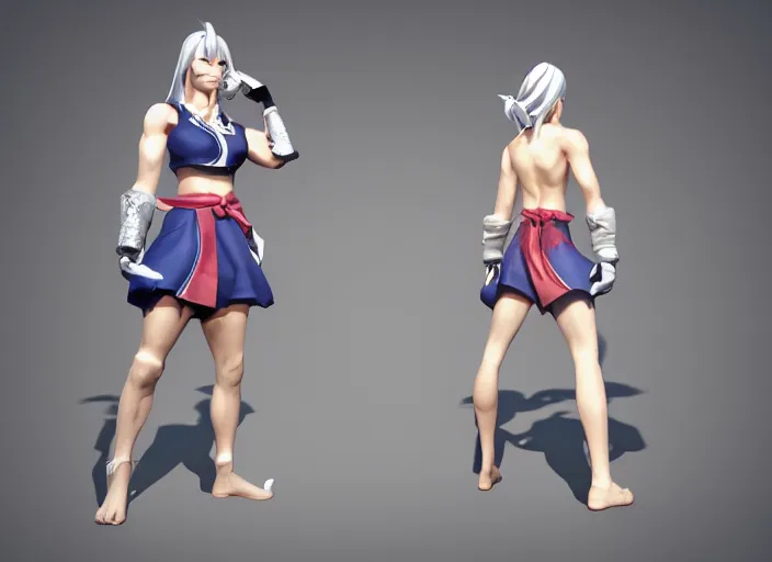 Image similar to 3 d model of lhugueny character in fighting game, stylized 3 d graphics, hdr, ultra graphics, ray tracing, 4 k image