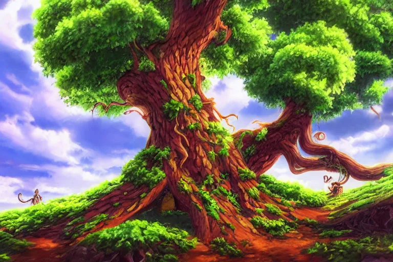 Prompt: Fantastic tree, one piece, concept art, 4K, detailed, high quality