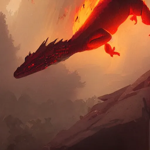 Prompt: fire lizard, digital Art, Greg rutkowski, Trending artstation, cinematic