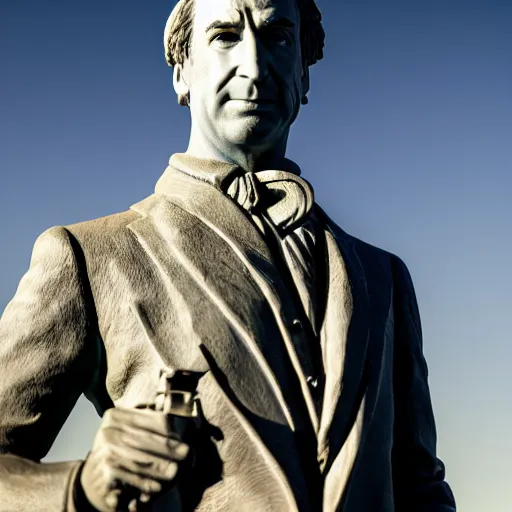 Prompt: a statue of a bust of saul goodman, photography, filmic, cinematic, dramatic, glamor shot, portrait