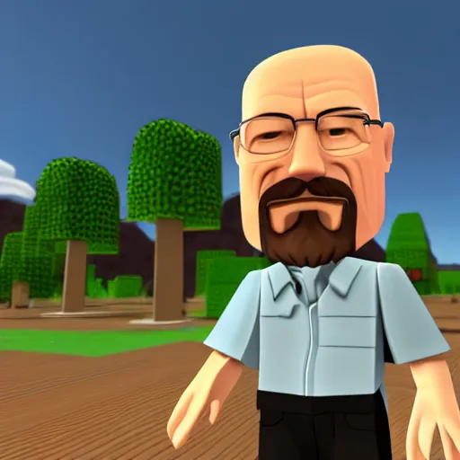 Image similar to Screenshot of walter white in roblox, hd