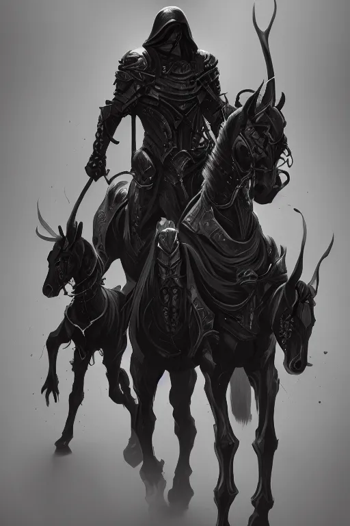 Prompt: a painting of the four horseman of the apocalypse, grim - lighting, high - contrast, intricate, elegant, highly detailed, digital painting, artstation, concept art, smooth, sharp focus, illustration