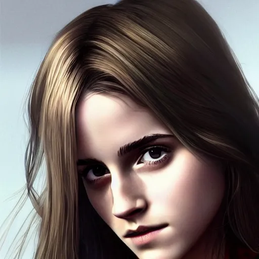 Image similar to emma watson, au naturel, grey eyes, hyper detailed, digital art, trending in artstation, cinematic lighting, studio quality, smooth render, unreal engine 5 rendered, octane rendered, concept art, smooth, sharp focus, illustration, art by artgerm and greg rutkowski and alphonse mucha and ian sprigger and wlop and krenz cushart