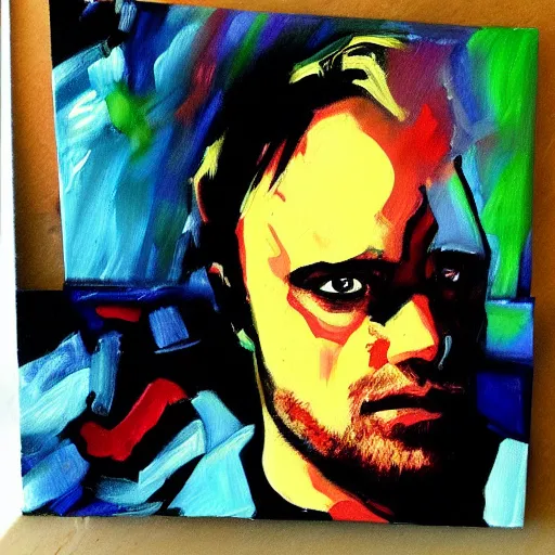 Prompt: jesse pinkman acrylic painting