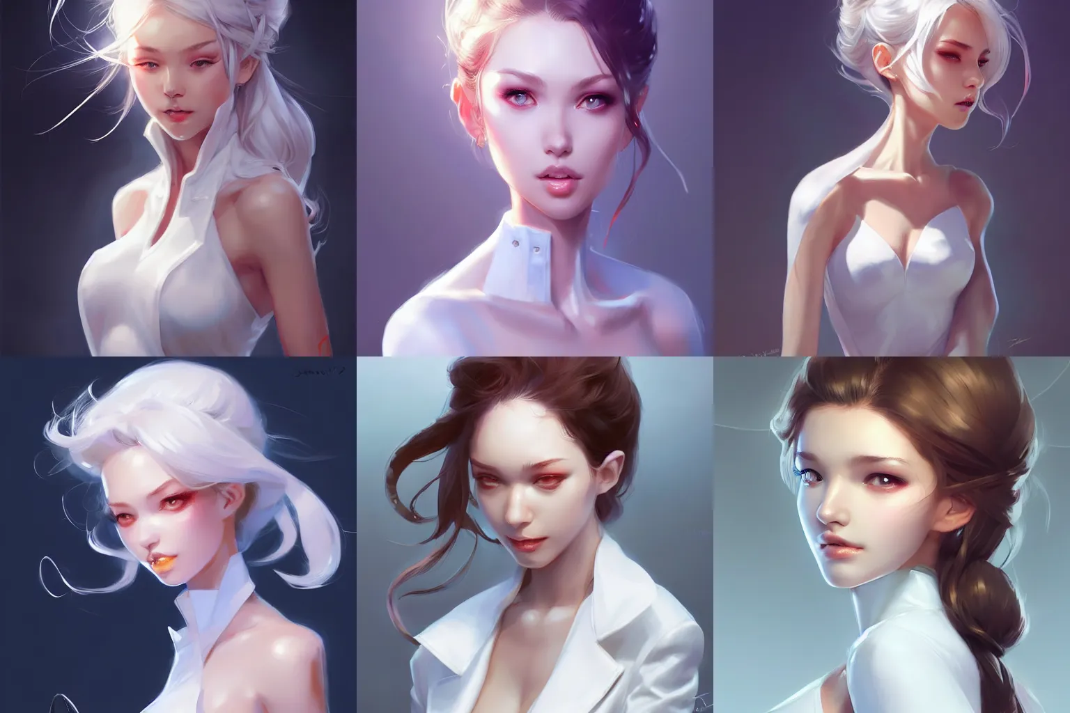 Prompt: concept art of a beautiful girl wearing a white suit | | cute - fine - face, pretty face, fine details by stanley artgerm lau, wlop, rossdraws, james jean, andrei riabovitchev, marc simonetti, and sakimichan, trending on artstation