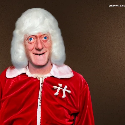 Image similar to jimmy savile in santa costume, detailed, super realistic, 8 k,