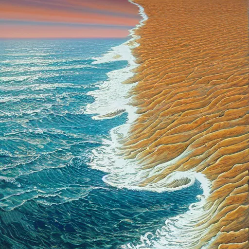 Prompt: a gust of national seashore sea air pushed open the door by jeffrey smith, oil on canvas