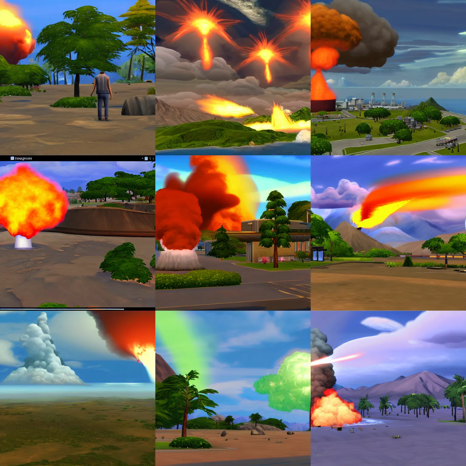 Prompt: nuclear test explosion in the sims 4