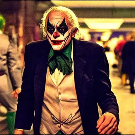 Image similar to stunning awe inspiring ( ( bernie sanders ) ) as the joker in batman the movie, movie still 8 k hdr atmospheric lighting