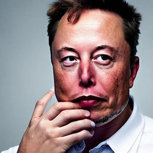 Prompt: portrait of elon musk, covering his ears with his hands, with a pained expression, from a loud noise of a rocket launch behind him