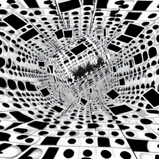 Prompt: a surrealistic image of falling dice, black and white in a style of anatoliy fomenko