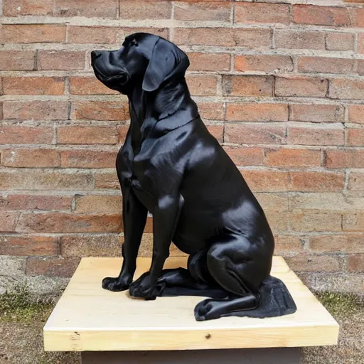 Prompt: ROTTWEILER wooden statue