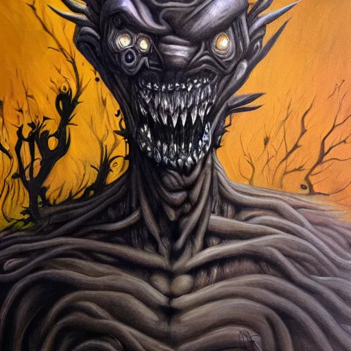 Image similar to sleep paralysis monster, dark, horror, modern painting, detailed