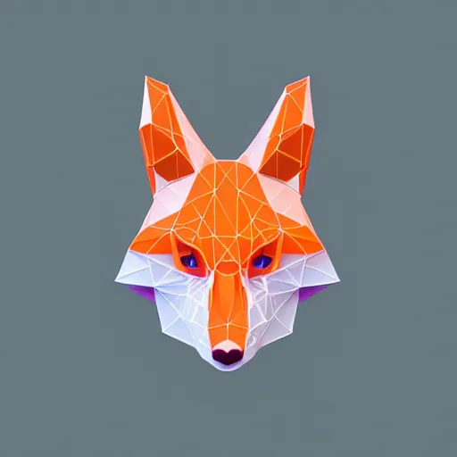 Image similar to Very low poly fox, wireframe retrowave