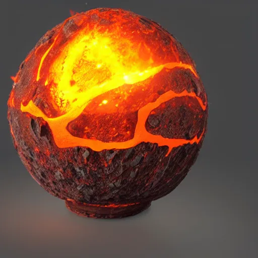 Image similar to a sphere of molten core, melting sphere, glowing magma sphere, lava sphere, unreal engine, highly detailed, epic