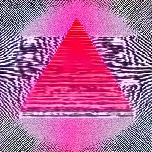 Prompt: a pyramid outlined with whirling neon lines