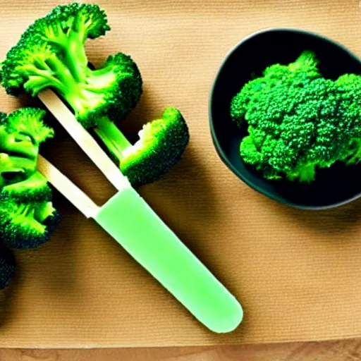 Prompt: popsicle made out of broccoli