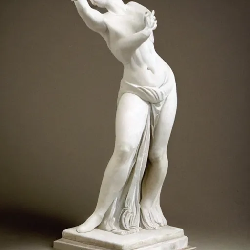 Image similar to a portrait of a marble statue of a woman dancing, wearing a beautiful dress