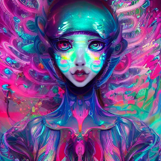 Image similar to artwork inspired by archan nair, james jean isolated deepdream vinyl figure harajuku anime character design, figure photography, dynamic pose, holographic undertones, glitter accents on figure, anime stylized, accurate fictional proportions, high delicate defined details, ethereal lighting