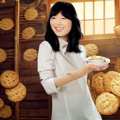 Image similar to doona bae in a commercial film for lorna doone cookies, promotional image, high quality, studio lighting,