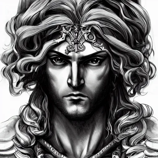 Prompt: portrait of zeus, baroque style, elegant, beautiful, mesmerizing, concept art, fancy clothing, highly detailed, artstation, behance, deviantart, inspired by innocent manga, inspired by castlevania concept art, trending, ayami kojima, shinichi sakamoto