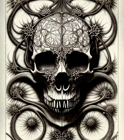 Image similar to art forms of nature by ernst haeckel, memento mori by arthur rackham, ornate antique porcelain beautiful skull mask, ultrasharp, photorealistic, hyperdetailed, octane render, polished, art nouveau, neo - gothic, gothic, intricate ornamental organic filigree, art nouveau botanicals, art forms of nature by ernst haeckel, horizontal symmetry, symbolist, visionary