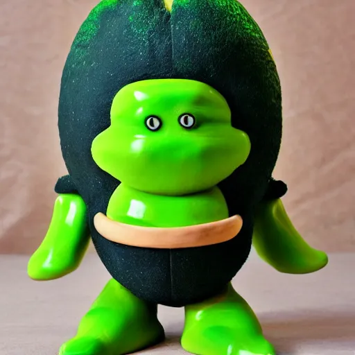 Image similar to avocado monster, humanoid figure, anime style