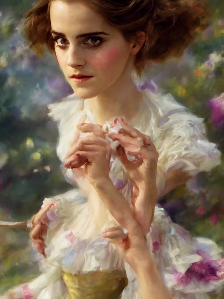 Image similar to close up of emma watson in alice in wonderland, cinematographic shot, by vladimir volegov and alexander averin and delphin enjolras and daniel f. gerhartz